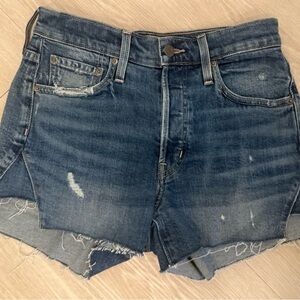 Edwin Women's Distressed Blue Denim Cutoff Shorts